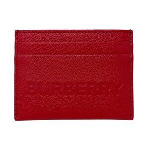 Burberry Sandon Embossed Logo Smooth Leather Card Case Wallet Red